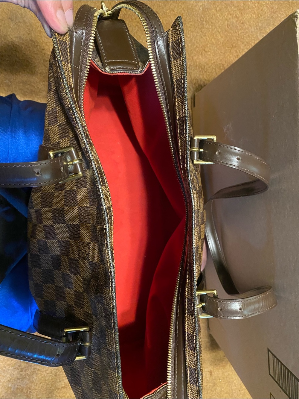 Louis Vuitton Brown Checkered Tote Bag with Leather Straps - Picture 14 of 14